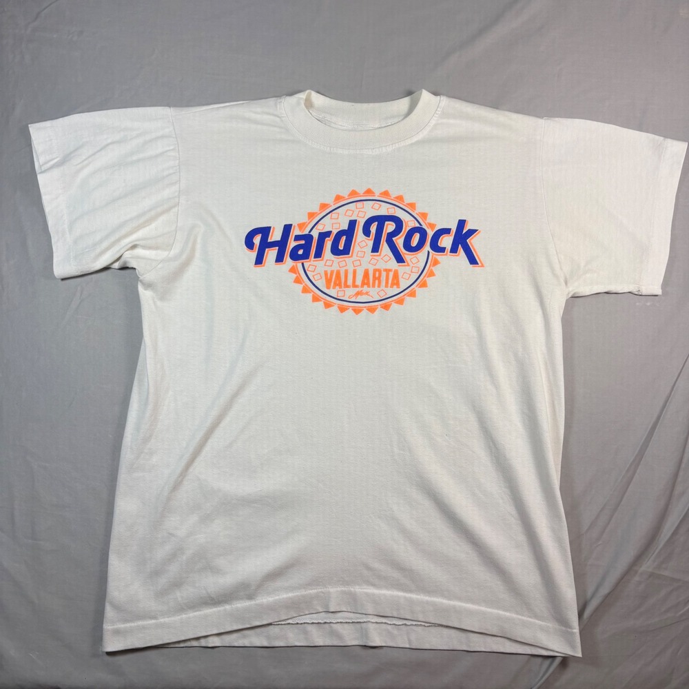 Vintage Hard Rock Cafe Vallarta T Shirt Mens XL White Single Stitch 90s Mexico